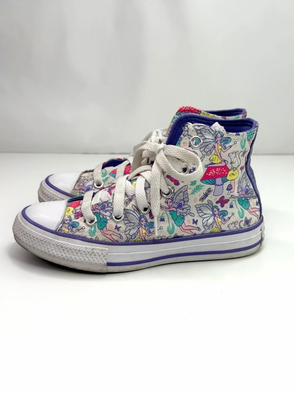 Converse White Purple Fairy Print Chuck Taylor High-Top Canvas Sneakers